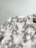 Louis Vuitton Couple Fashion Black and White Pixel Dyeing Printed Shirt Short Sleeve Set