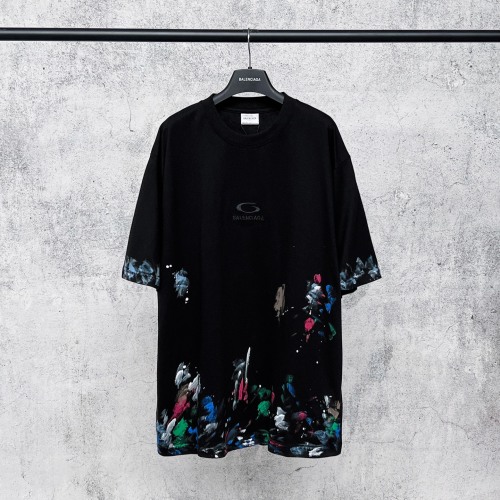 Balenciaga 26SS Fashion Embroidery Logo Graffiti Short Sleeve Unisex Casual Oversize T-shirt