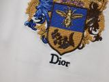 Dior Fashion Heavy Industry Embroidered Round Neck T-shirt Unisex Casual Loose Short Sleeve