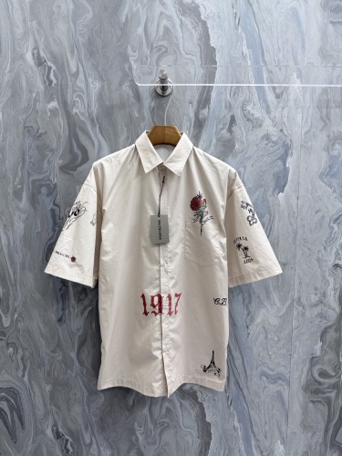 Balenciaga 26SS FashionTattoo Cream Oversize Short Sleeve Shirt