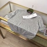 Gucci 26SS Fashion Versatile Logo Jacquard Goat Velvet Mulberry Silk Round Neck Short Sleeve