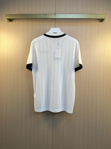 Louis Vuitton 26SS Fashion Logo Jacquard Button Academy Style Hollow Knitted Polo Shirt