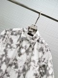 Louis Vuitton Couple Fashion Black and White Pixel Dyeing Printed Shirt Short Sleeve Set