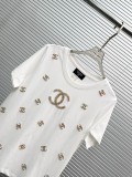 Chanel 26SS Fashion Bead Logo Short Sleeve Women Casual Round Neck T-shirt