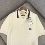 Gucci Unisex Classic Fashion Embroidered GG Collar Polo Shirt