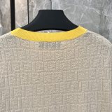 Fendi 26SS Fashion Versatile Full Logo Jacquard Round Neck Short Sleeve