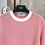 Fendi 26SS Fashion Versatile Full Logo Jacquard Round Neck Short Sleeve