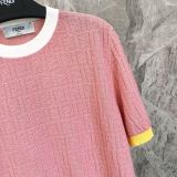 Fendi 26SS Fashion Versatile Full Logo Jacquard Round Neck Short Sleeve