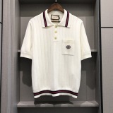 Gucci Unisex Classic Fashion Embroidered GG Collar Polo Shirt