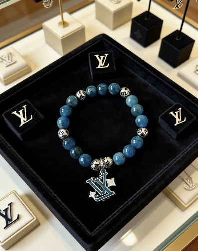 Louis Vuitton Fashion Multi Element Agate Thai Silver Style Bracelet Couple Retro Silver Bracelet