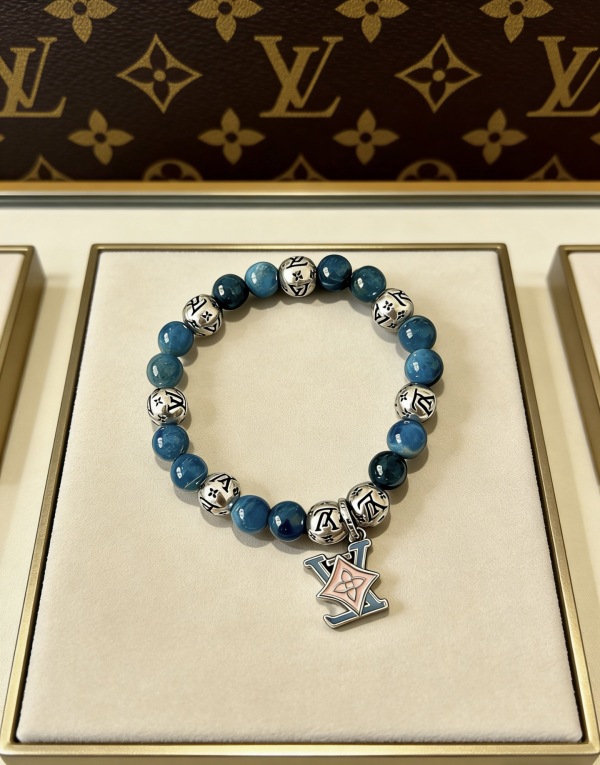 Louis Vuitton Fashion Multi Element Agate Thai Silver Style Bracelet Couple Retro Silver Bracelet