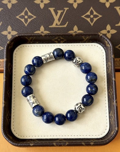 Louis Vuitton Fashion Multi Element Agate Thai Silver Style Bracelet Couple Retro Silver Bracelet