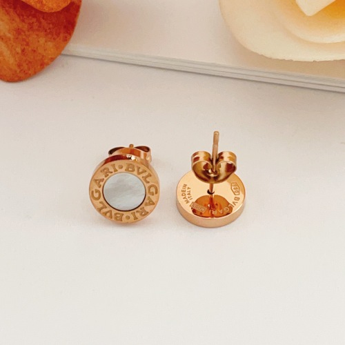 Bvlgari Fashion Versatile Rose Gold White Ceramic Round Cake Earrings