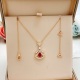 Bvlgari Fashion Versatile Rose Gold Diamond Set Ruby Fan Necklace