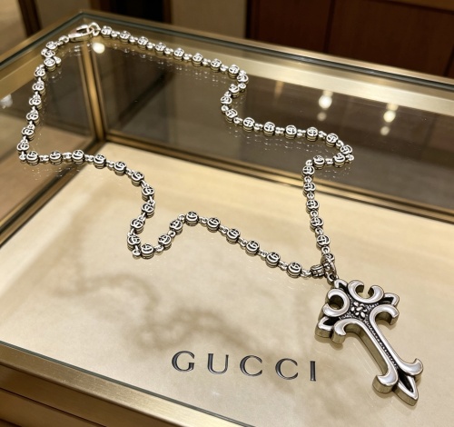 Gucci Couple Classic Vintage GG Cross Pendant Necklace 60 CM