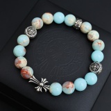 Chrome Hearts Couple Versatile Retro Cross Natural Stone Bracelet