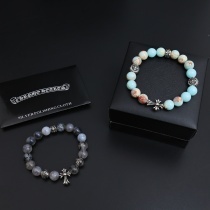 Chrome Hearts Couple Versatile Retro Cross Natural Stone Bracelet Chrome Hearts Couple Versatile Retro Cross Natural Stone Bracelet