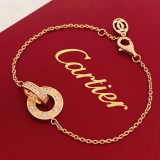 Cartier Fashion Versatile Diamond Set Double Ring Buckle Bracelet
