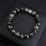 Chrome Hearts Couple Versatile Retro Cross Natural Stone Bracelet