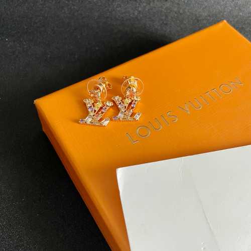 Louis Vuitton Fashion Versatile Colored Diamond Studded Letter Earrings