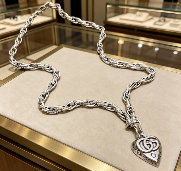 Gucci Couple Classic Retro Love Pendant Double G Necklace 60 CM