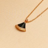 Bvlgari Fashion Versatile Rose Gold Black Fan Diamond Set Necklace
