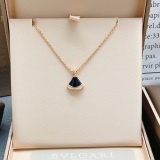 Bvlgari Fashion Versatile Rose Gold Black Fan Diamond Set Necklace