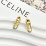 Dior Fashion Versatile Full Diamond Elliptical Long Gold Earrings