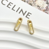 Dior Fashion Versatile Full Diamond Elliptical Long Gold Earrings Dior Fashion Versatile Full Diamond Elliptical Long Gold Earrings