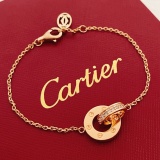 Cartier Fashion Versatile Diamond Set Double Ring Buckle Bracelet