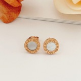 Bvlgari Fashion Versatile Rose Gold White Ceramic Round Cake Earrings