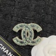 Chanel Fashion Versatile Green Glass Water Diamond CC Brooch
