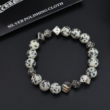 Chrome Hearts Couple Versatile Retro Silver Dice Natural Stone Bracelet