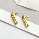 Dior Fashion Versatile Full Diamond Elliptical Long Gold Earrings