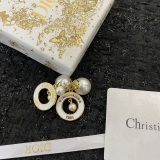 Dior Fashion Versatile Double Bead Pendant Earrings