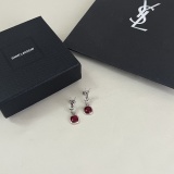 Yves Saint Laurent New Fashion Retro Letter Waterdrop Gemstone Earrings