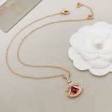 Bvlgari Fashion Versatile Rose Gold Diamond Set Ruby Fan Necklace