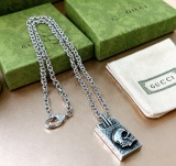 Gucci Couple Classic Retro GG Skull Head Cigarette Box Necklace 60 CM
