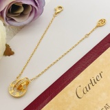 Cartier Fashion Versatile Diamond Set Double Ring Buckle Bracelet