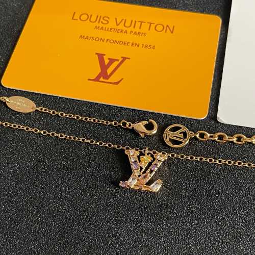 Louis Vuitton Fashion Versatile Colorful Diamond Set Letter Necklace