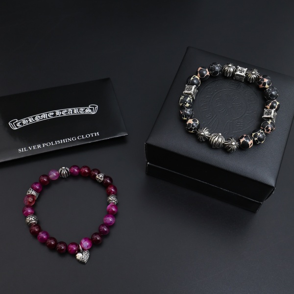 Chrome Hearts Couple Versatile Retro Cross Natural Stone Bracelet