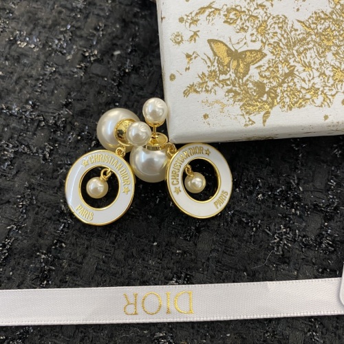 Dior Fashion Versatile Double Bead Pendant Earrings