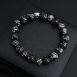 Chrome Hearts Couple Versatile Retro Silver Dice Natural Stone Bracelet