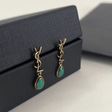 Yves Saint Laurent New Fashion Retro Letter Waterdrop Gemstone Earrings