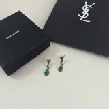 Yves Saint Laurent New Fashion Retro Letter Waterdrop Gemstone Earrings