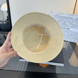 Dior Fashion Versatile Straw Hat Summer Sunscreen Bucket Hat 57CM
