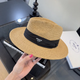 Prada Fashion Versatile Flat Top Hat Beach Sunshade Cap 57CM
