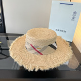 Burberry Summer Fashion Large Brimmed Straw Sunshade Hat