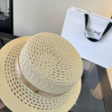 Yves Saint Laurent Fashion Versatile Sunshade Flat Top Straw Hat 57CM