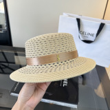 Yves Saint Laurent Fashion Versatile Sunshade Flat Top Straw Hat 57CM